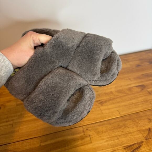 Ugg Fluff That Gray Fuzzy Cozy Wool Blend Slippers Slides Size 9 - Picture 7 of 7